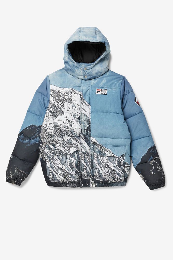 Fila Jacket Mens Blue/Black - Blanc Puffer - Philippines 5372981-OY